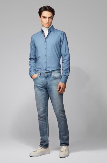 Koszula BOSS Button Down Slim Fit Ciemny Niebieskie Męskie (Pl40776)